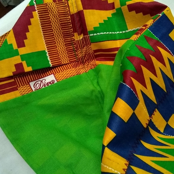 DIVA African Skirt Suit Handmade 3Pc Multi Color S/38 EXT. Skirt & HeadWr… - Picture 4 of 8